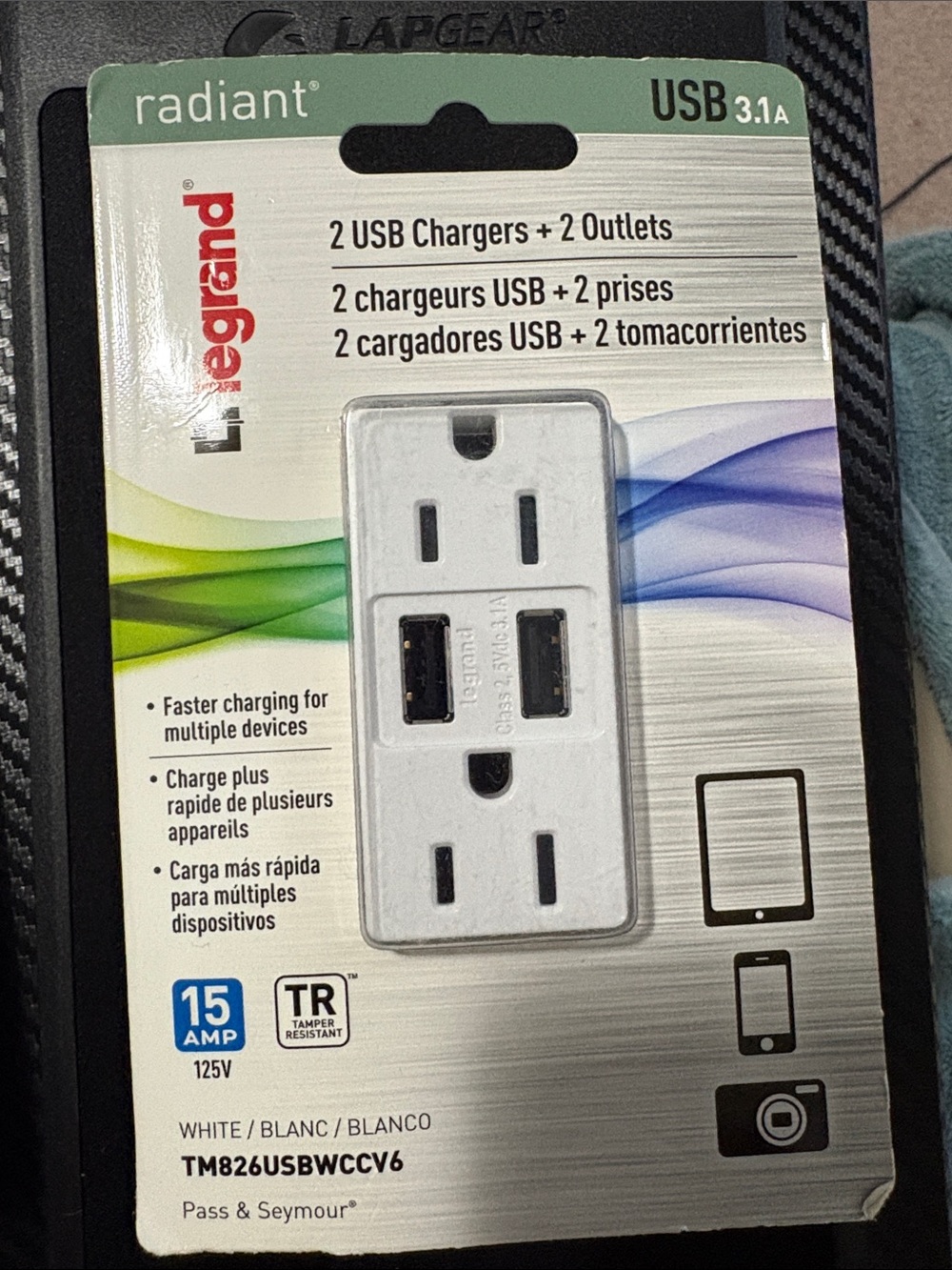 Radiant 2-Outlet Wall Charger with 2 USB Ports - White
